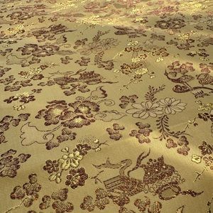 Gold with copper contrast Silk jacquard fabric remnant